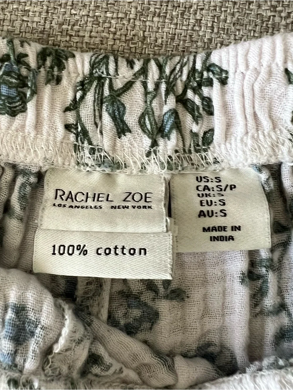 Rachel Zoe Women’s Small‎ Cotton Gauze Shorts White Green Floral Boho Tassel